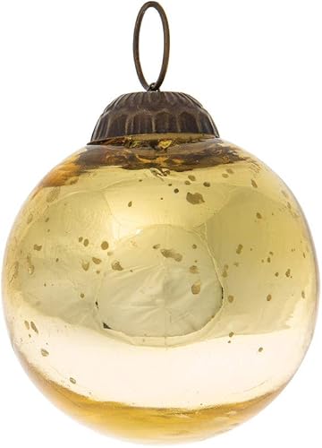 Miniatura 2 de Luna Bazaar Adorno pequeño de bola de cristal de mercurio (2 a 2.25 pulgadas, dorado, Ava, juego de 6)  Gran idea de regalo, decoraciones de estilo
