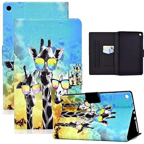 Amazon Fire HD 10 Tablet Case 9th Gen 2019/7th Gen 2017/5th Gen 2015 Release, Coopts Premium PU Leather Protective Slim Fit Stand Cover with Auto Sleep Wake for Kindle Fire HD 10.1" 2019, Giraffes Cover