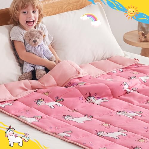 anfie Weighted Blanket Kids (36"x48" 5lbs) Weighted Blanket Cooling Blanket for Sleeping,Throw Size Breathable Blanket with Premium Glass Bead(Little Unicorn)