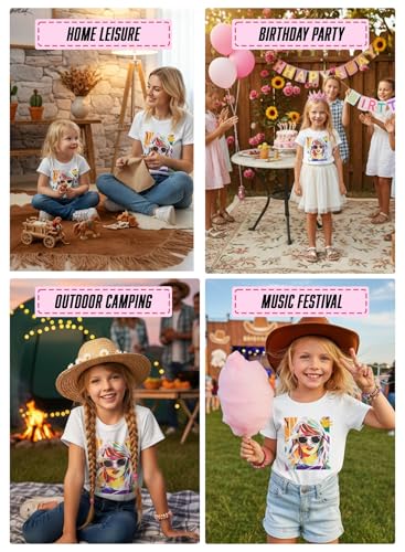 Image of Girl Country Music T-Shirt - Kids Singer Letters Graphic Birthday Shirts Gifts Fan Song Tour Concert Outfit Top