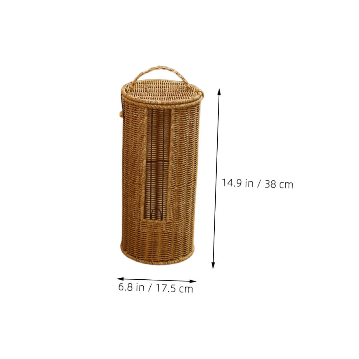 Ciieeo Handwoven Faux Rattan Storage Basket with Lid Stylish Organizer for Towels and Toilet Paper and Versatile Home for Bathroom and Hotel Use