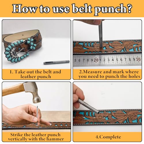 Western Belt for Women Men, Cowboy Cowgirl Floral Engraved Leather Belt Adjustable Brown Country Belt4