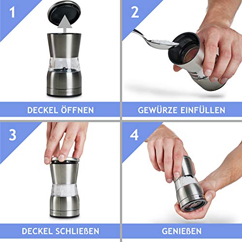 homeburg Zout- en pepermolen, set van 2, handmatig met verstelbaar keramisch maalwerk, kruidenmolens (zonder inhoud… - Image 4