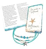 Smiling Wisdom - Starfish Story You Make a Profound Difference Appreciation Card and Anklet Gift Set - Teenage Women - Turquoise (3 Strand)