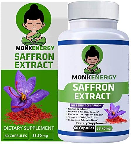Saffron Supplement with 100% Pure Saffron Extract 88.5 mg,Crocus Sativus. Weight Loss,Natural Appetite Suppressant,Heart and Eye Health Support, Mood Metabolism Energy Booster