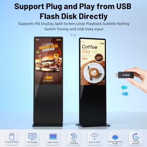 Image of JIYANG 32.5 Inch Indoor Touchscreen Digital Signage Displays Digital Interactive Kiosks LCD Totem Monitor with WiFi /USB Input Auto Media Player Android System