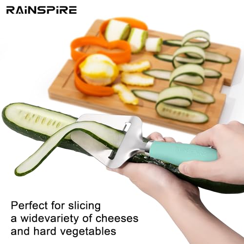 Image of Rainspire Upgraded Non-Stick Cheese Slicers for Block Cheese Multi-Functional Cheese Cutter for Mozzarella, Cheddar, Gruyere Charcuterie Accessories Dishwasher Safe Kitchen Tools, Mint Green
