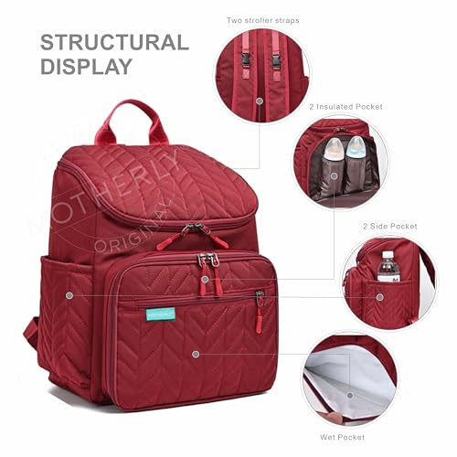 Image of Motherly Baby Diaper Bag for Mothers specious and large travel diaper bags for Mom for travel |6 Month Warranty |(Red)