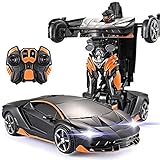 MUMUMI Transformador de Control Remoto inalámbrico de inducción Transformadores RC Robot de Carga Muchachos niños Optimus Prime Juguetes deformación Autobots Camión (Color : Orange)