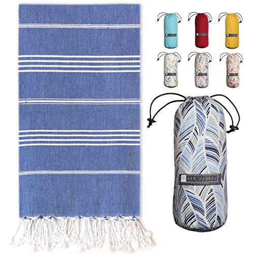 BAY LAUREL Turkish Beach Towel with Travel Bag 39 x 71 Quick Dry Sand Free Lightweight Large Oversized Beach Towel Turkish Towels Light Beach Towel Travel Towels