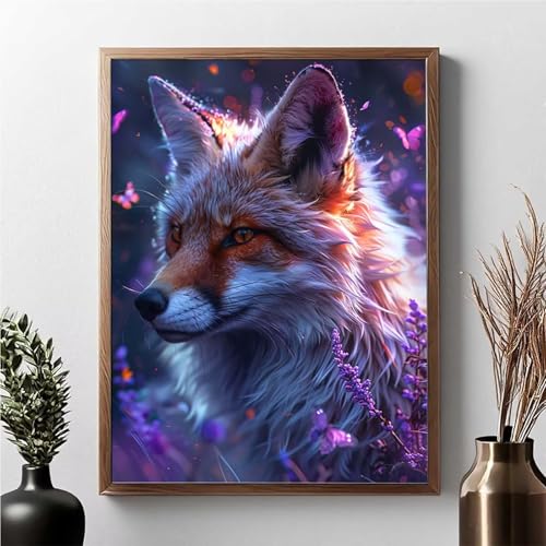5D Diamond Painting Zorro, Pintura Diamante Flor Diamond Painting Kit Completo Niños, DIY Manualidades Adultos Pintura de Diamante Para Decor De Pared Del Hogar, Regalos para Mujer 50x70cm JPF 2-V