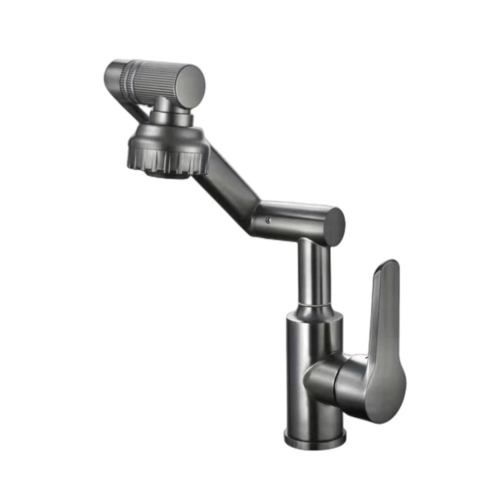 Robinet de salle de bains mitigeur gris anthracite en inox orientable pour vasque eau chaude