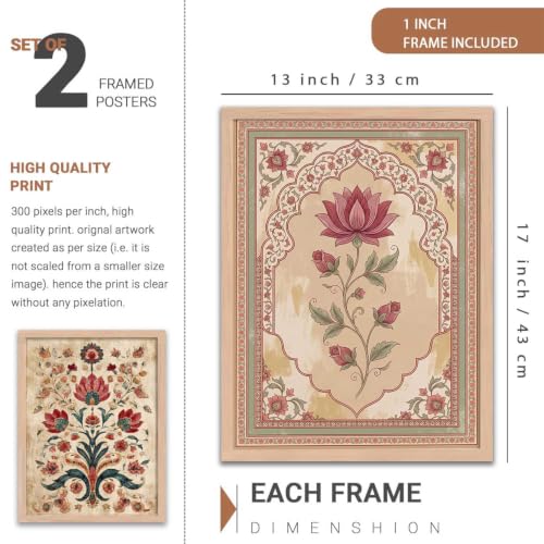 Image of HOTHOUSE Madhubani Art Wall Painting Traditional Home Decoration With Frame For Living Room Bed Room Hotel Wall Decor Digital Reprint Set of 2 (13X17 inch)