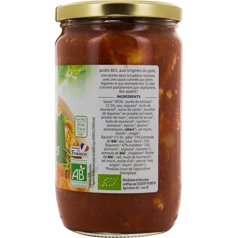 JARDIN BIO ETIC - Raviolis bio aux légumes du potager, recette saine et savoureuse en format familial - 675g - Lot De 3 - Vendu Par Lot