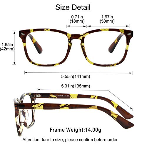 Image of YEIN Bifocal Reading Glasses with Blue Light Blocking Lenses, Bifocal Reader for Women and Men, Vintage Square frame with Spring Hinge (+0.00 /+2.00 magnification)