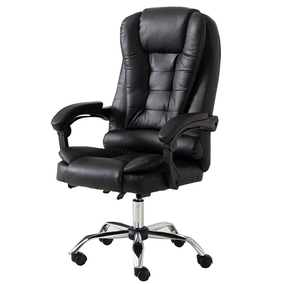 Silla de oficina ejecutiva ergonómica giratoria con piel sintética resistente, reposabrazos acolchados, soporte de cintura reclinable, hasta 330 libras