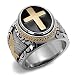Men's Black & Silver Stainless Steel Christian Holy Cross Ring Size 8-14 (11)