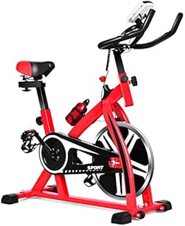COSTWAY Exercise Bike, Flywheel Spinning Stationary Bicycle with Adjustable Seat & Resistance, Heart Rate Monitor, LCD Displays and Bottle Holder, Indoor Cycling Bikes for Home Gym Workout