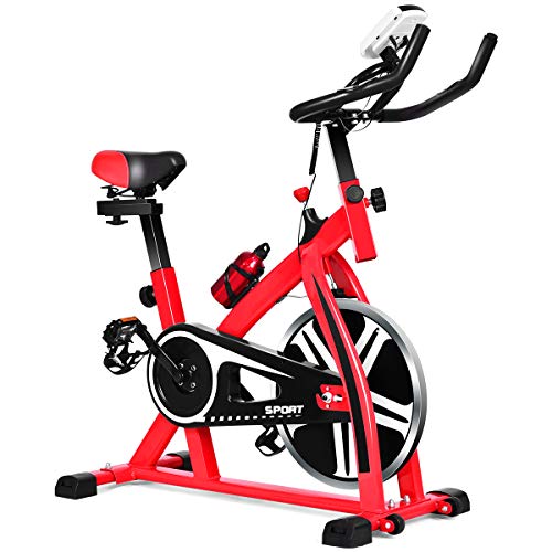 Gymax Indoor Exercise Bike, Stationary Cycling Bike With Adjustable Resistance & Lcd Monitor, Portable Wheels For Easy Transportation, Cardio Workout Training Bike #TOP16