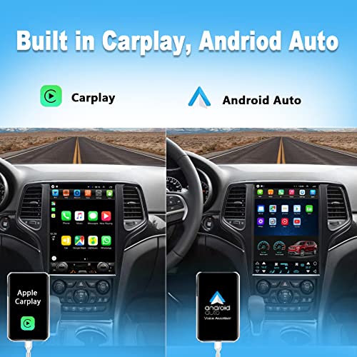 Android 11 Car Stereo Radio In Dash Fit For Jeep Grand Cherokee 2014 To 2020 With 4+64G 12.1 Inch Big Touch-Screen Gps Navigation Built-In Bluetooth Carplay Support 4G Wifi Swc Free Backup Camera #TOP3