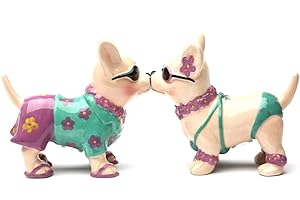 Chihuahua Beach Style 3 1/2'' tall Magnetic Salt and Pepper Shakers