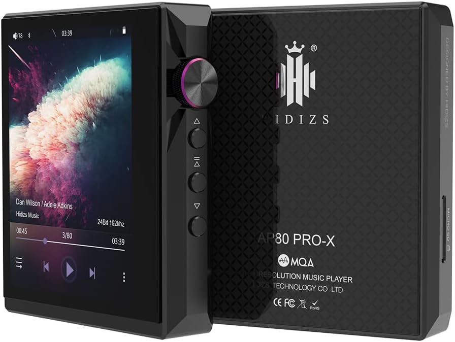 HIDIZS AP80 Pro-X MP3 Player with Bluetooth, Digital Audio Player, Dual ESS9219C Dac Chips, 0.0015% THD+N, DSD256 Native Decoding, MQA LDAC, FLAC, Black