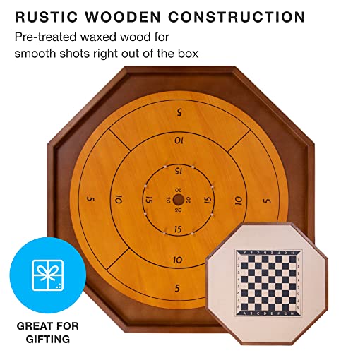 Juego de Mesa Crokinole y Damas 24 Discos Madera miniatura 3