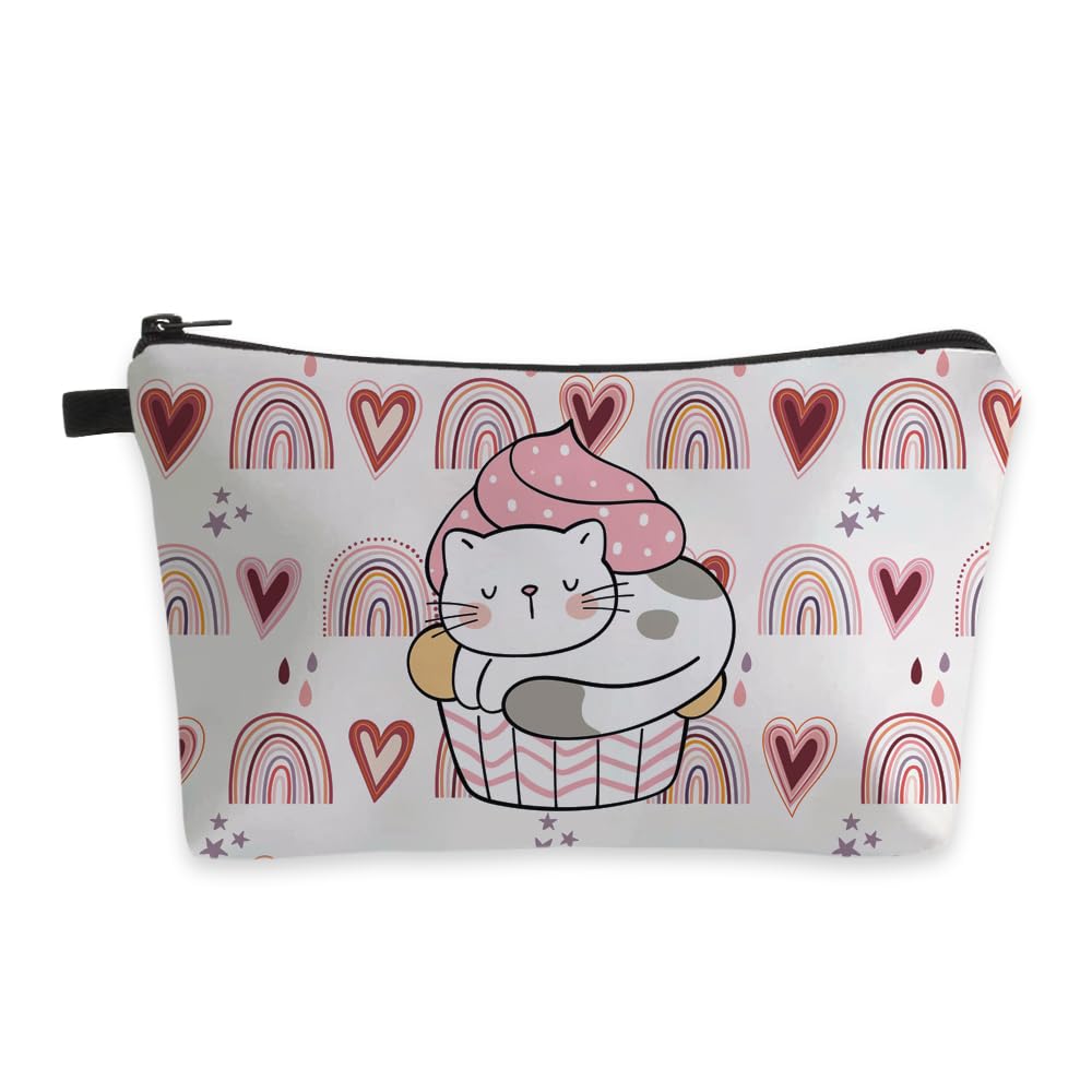 Photo 1 of 2pc Deanfun Small Makeup Case - Cute and Waterproof Cosmetic Bag for Women(Rainbow, Cat, Cake D5-56370) Rainbow, Cat, Cake 56370