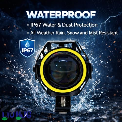 Image of LIU HJG Single Lens DRL LED Fog Light High Brightness Waterproof 40 Watts 12 Volts DC Power White Light Reflection Gree DRL Light Universal fit for All Bikes & Cars (Pack of 2 with Switch)