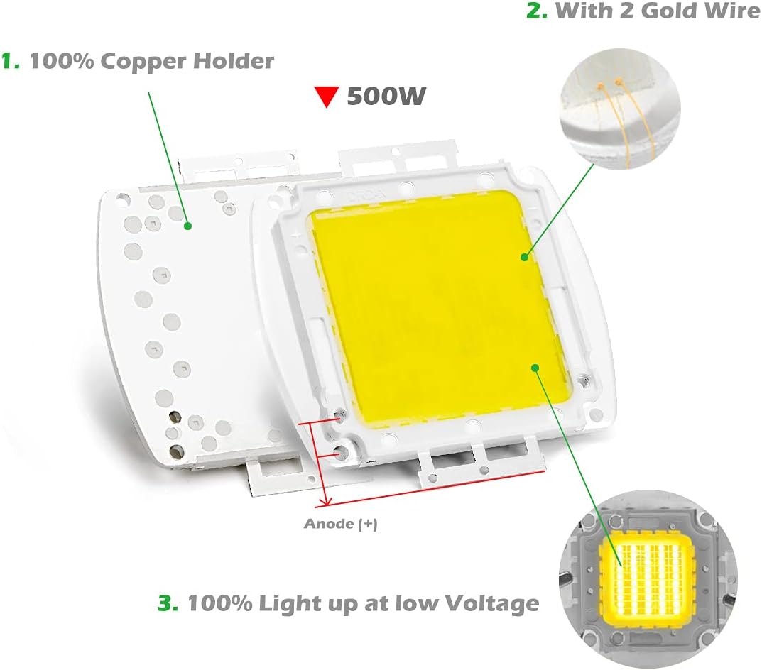 CHANZON High Power Led Chip 500W Natural White (4000K - 4500K / 7500mA / DC 60V - 68V / 500 Watt) Super Bright Intensity SMD COB Light Emitter Components Diode 500 W Bulb Lamp Beads DIY Lighting