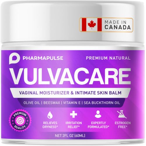 Pharmapulse Vaginal Moisturizer Vulva Balm Cream Intimate Skin Care Menopause Support - Relieves Dryness Itching Burning Redness Chafing Odor Irritation - Estrogen Free 2oz