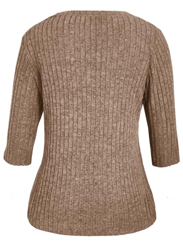 Image of JomeDesign Sweaters for Women 3 /4 Sleeve Tops Round Neck Loose Casual Blouses