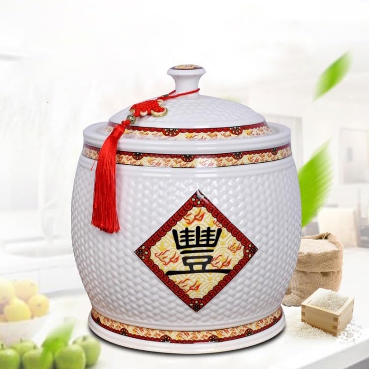 Keramik Reisaufbewahrung, Keramik Vorratsbehälter Mit Deckel, Reisglas Aus Keramik Klassisch, Lebensmittelbehälter Für Müsli Mehl Zucker Kaffee(10kg/22lbs)