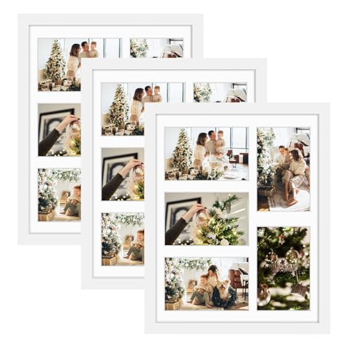 Golden State Art 11x14 White Wooden Picture Frame Displays Five 4x6 Photos