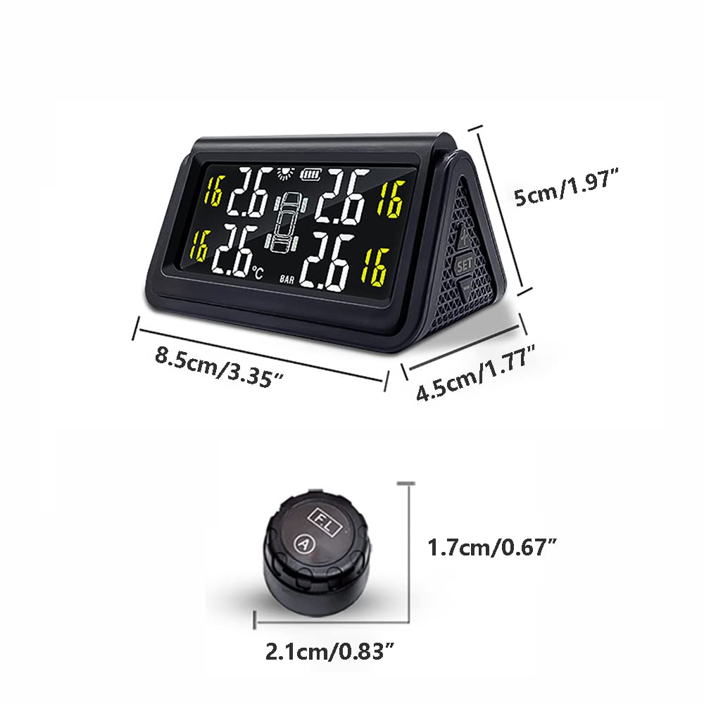 Riloer TPMS system monitorowania ciśnienia w oponach, 4 czujniki zewnętrzne, wodoodporny, bezprzewodowy, zasilany energią słoneczną, wyświetlacz LCD