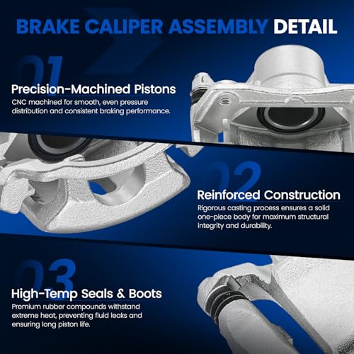 Image of Front Brake Caliper Assembly Replaces for 18B4880 18B4881, Compatible with Chevrolet Cobalt 2005-2010 2.2L L4, Compatible with Pontiac Pursuit 2005-2006 2.2L L4, for Ion 2006-2007 2.2L 2.4L