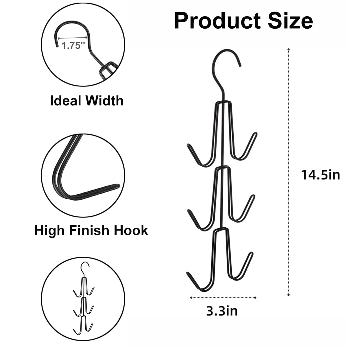 Porte Foulard/Cintre Suspendu 6 Crochets - Rotatif 360°, Double Face, Pour Armoire & Placard