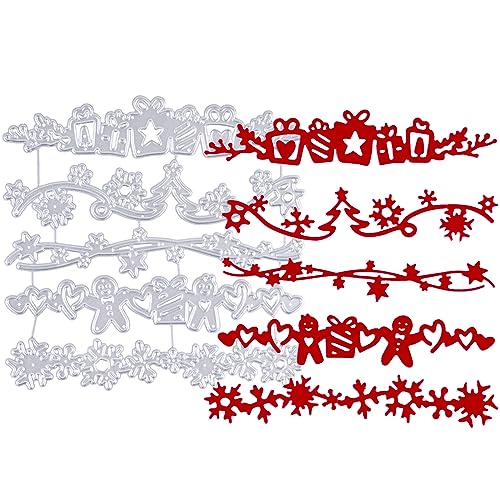 BETESSIN 5Pcs Stanzschablonen Weihnachten Spitze Rahmen Stanzformen Rand Scrapbooking Cutting Dies für DIY Xmas Kartenbasteln Fotoalbum Grußkarten Geschenkverpackung