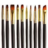 Acrylic Paint Brushes - 10 Set for Art and Craft Supplies w/Case for Acrylic, Watercolour and Oil Painting. Variety of Sizes for Hobby and Professional Artists. Premium Durable Nylon Bristles