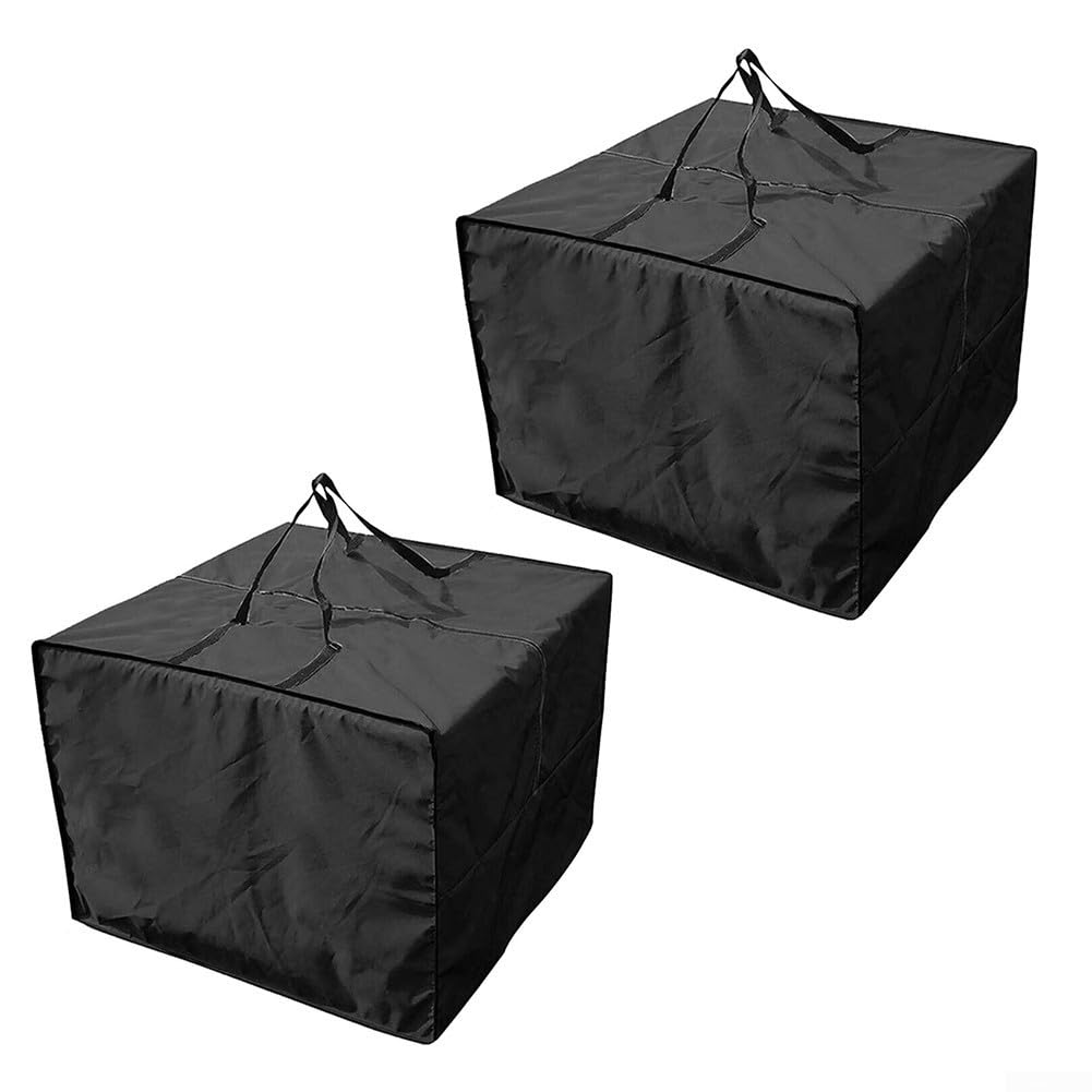 Lot de 2 sacs de rangement à fermeture éclair pour coussins de jardin et sapin de Noël, 81 x 81 x 61 cm, polyester 210D, housse de protection imperméable et très résistante, taille L (noir)