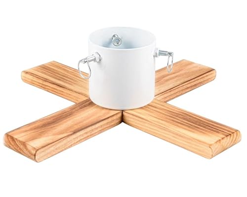 COIL Christbaumständer, Ständer mit Wasserspeicher, Rustikaler Ständer, Sockel für echten Baum, Wasserkapazität: 1-1,3 Liter, Stammdurchmesser: 3,5-11 cm, (Weiß, Breite 48 cm)