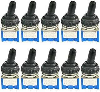 CESFONJER 10 Pcs Mini Locking Toggle Switch | mts-101 NO/Off Mini Miniature Toggle Switch Car Dash Dashboard SPST 2Pin AC 125V/6A, 250V / 3A + 10Pcs Waterproof Cap