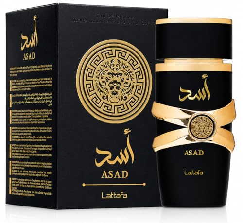 Latafa Asad Eau de Parfum 100ml Luxury Arabic Perfume for Men Long Lasting Spicy Vanilla Amber Fragrance Strong Projection Designer Style Scent (Asad)