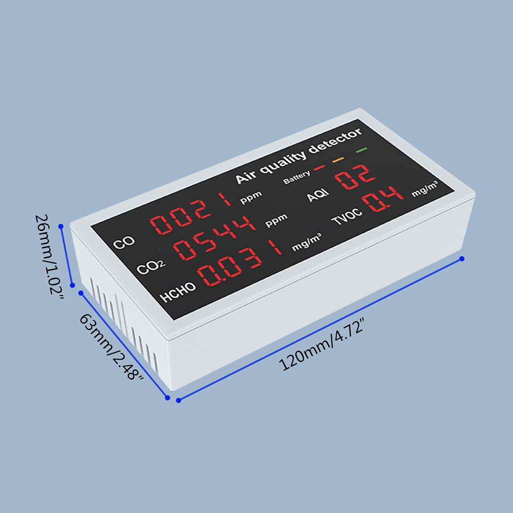 Purificatore D'aria Monitore Della Qualità Dell'Aria 183 X 88 X 52 Mm Rilevatore Di CO2 9 In1, Rilevatore Di Particelle PM2,5 PM10 PM1,0 Temperatura, Umidità, Formaldeide, Con Soglie Di Allarme Per Interni - 7