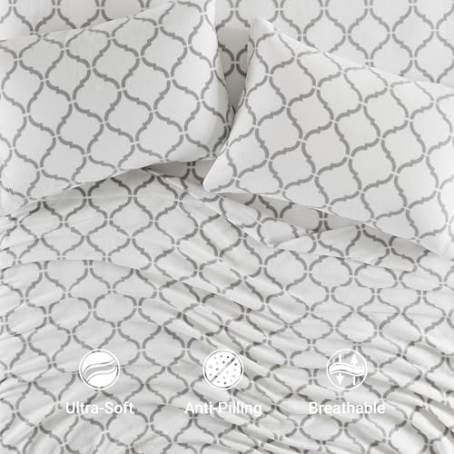 Image of True North by Sleep Philosophy Soft & Cozy Micro Fleece Sheet Set, Fitted Sheets Deep Elastic Pocket Fits Up to 16 inch Mattress, Warm Winter Bedding, Fleece Bed Set Full Geo 4 Piece