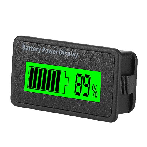 GY 6H Battery Capacity Indicator Tester Voltmeter with Reverse Connection Protection, LCD Screen with Backlit, Waterprooffor Universal Battery (Green Light)