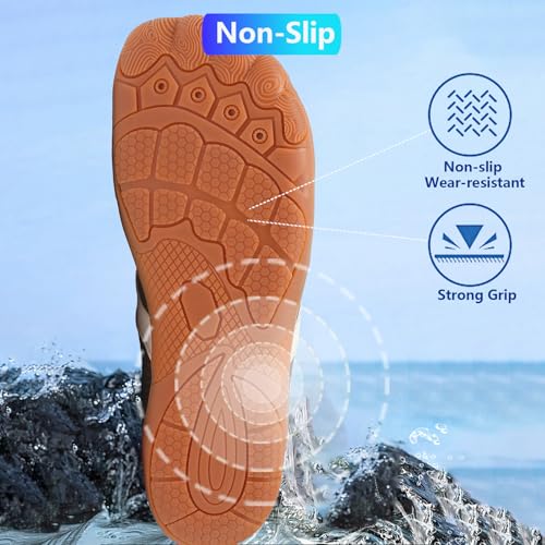 Image of Beach Water Shoes for Women Men Quick Dry Non-Slip Wide Toe Hike Barefoot Footwear for Beach Pool Aqua Swim Surf Walk