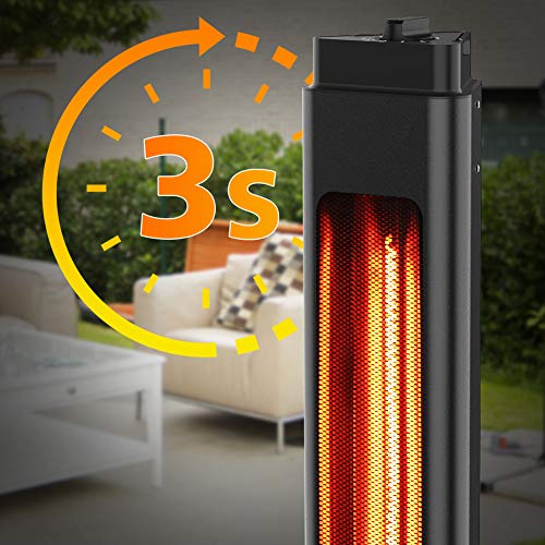 1500W Infrared Outdoor Heater, Patio Tower Heater with Oscillation Function, Tip-Over Protection & Hidden Simple Handle, Super Quiet Infrared Patio Space Heater