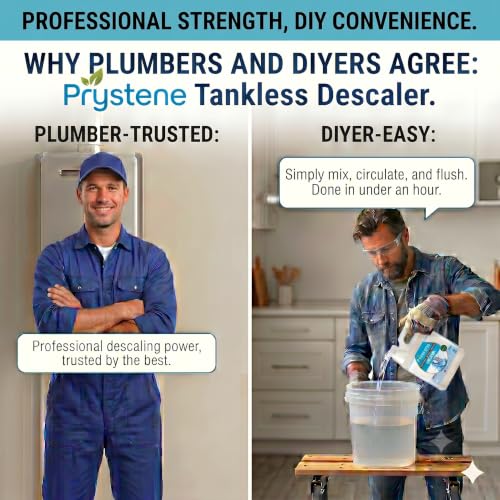 Image of Tankless Water Heater Descaler Liquid 32 Oz - Removes Limescale, Restores Hot Water Pressure and Heating Efficiency - Food Grade Citric and Lactic Acid - Made in USA