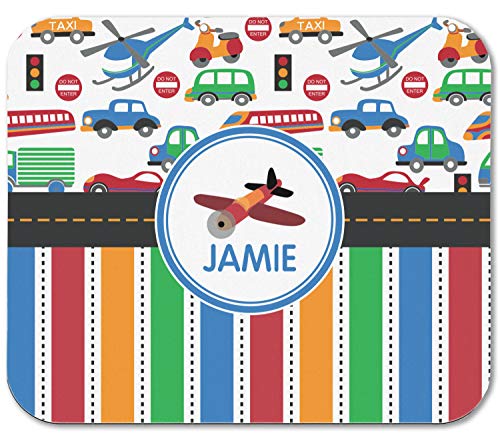 Personalized Transportation & Stripes Rectangular Mouse Pad